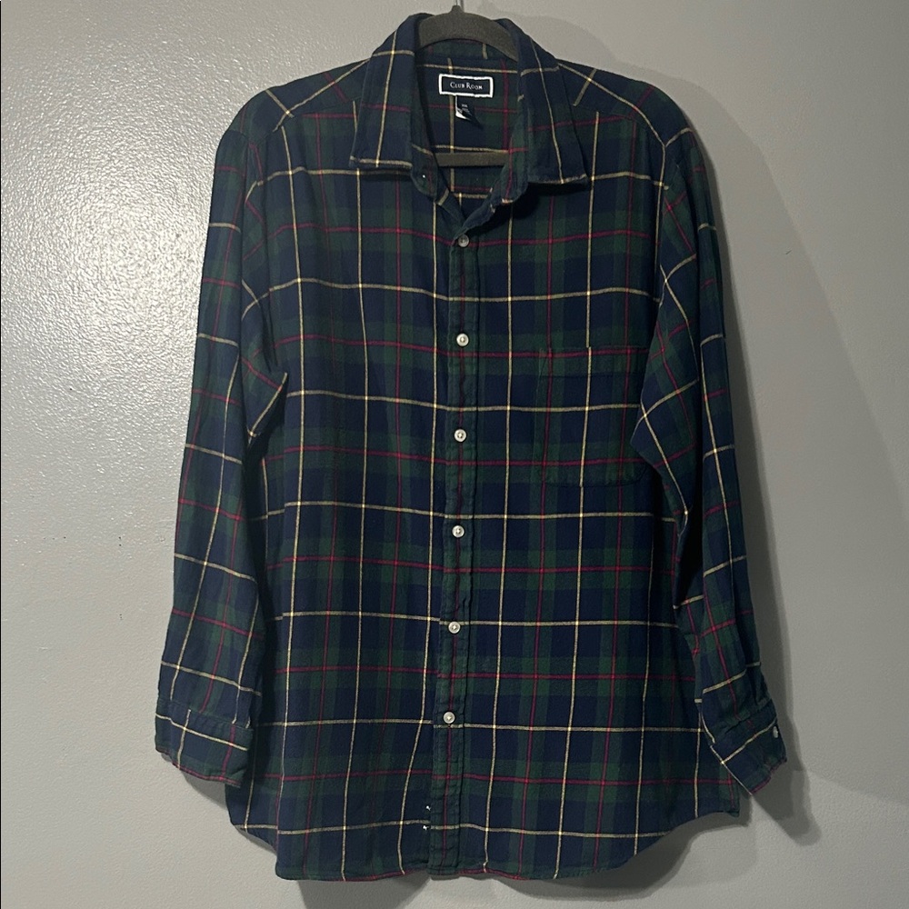 Club Room blue green plaid top